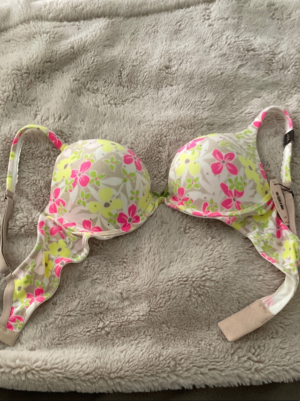 Victoria's Secret Floral Push-Up Bra - NWT Pink & Yellow